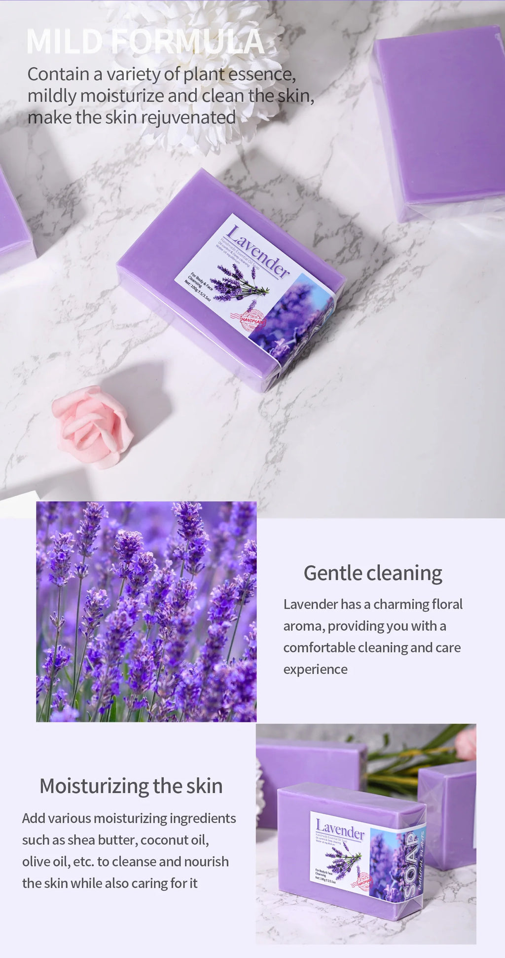 Natural Organic Lavender Essential Oil Soap