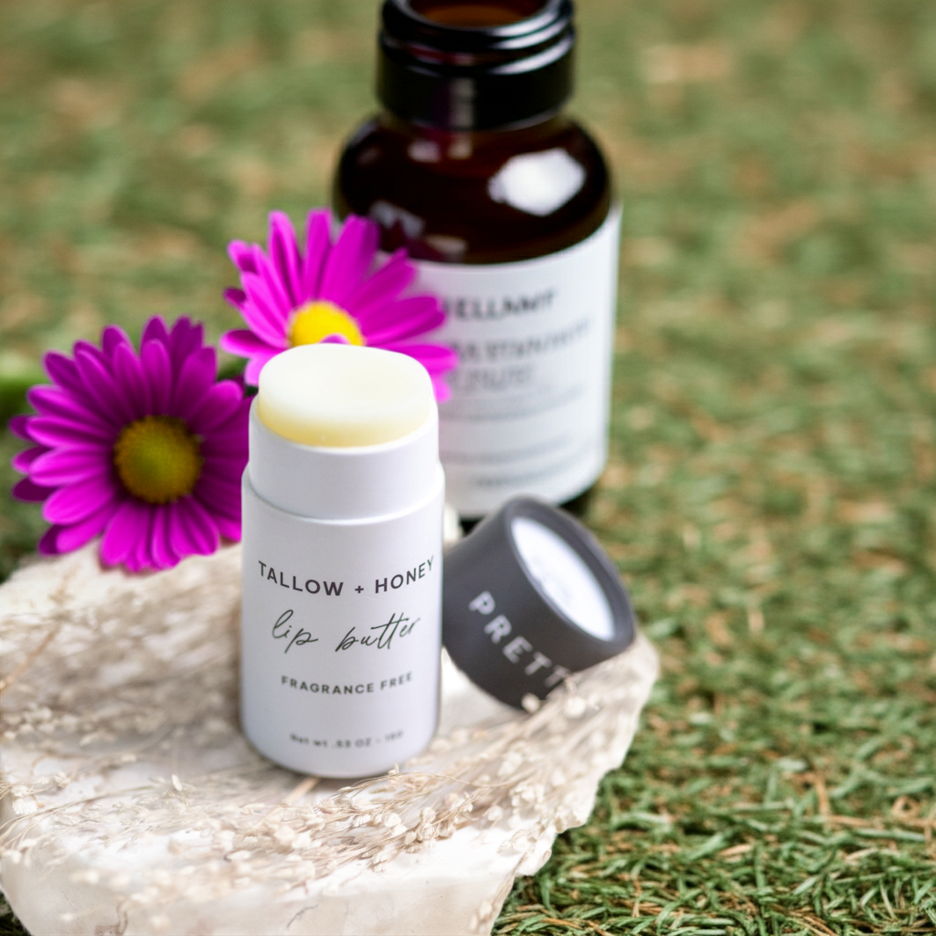 Fragrance Free Tallow + Honey Lip Butter in Eco-Friendly Travel Tubes